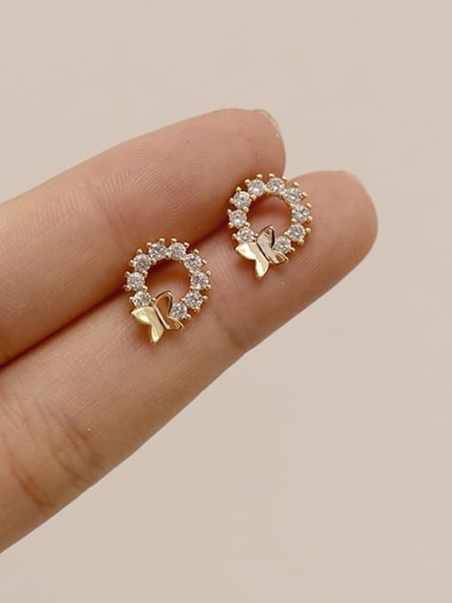 HYACINTH Copper Cubic Zirconia Geometric Dainty Stud Trend Korean Fashion Earring 2