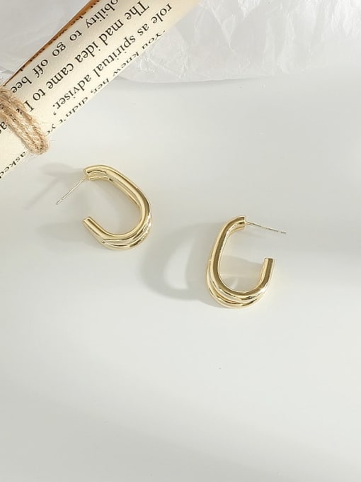 gold Copper Irregular Minimalist Stud Trend Korean Fashion Earring