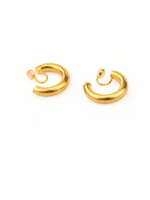 Five Color Brass  Smooth Geometric Minimalist Huggie Earring 0
