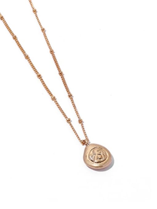 Inter bead chain Brass Vintage Geometric  Pendant Necklace