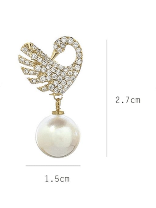 SUUTO Brass Cubic Zirconia Swan Cute Stud Earring 2