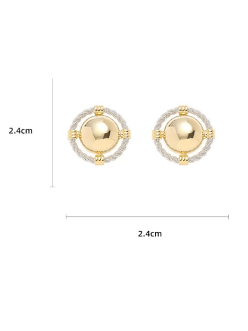 Five Color Brass Round Hip Hop Stud Earring 2