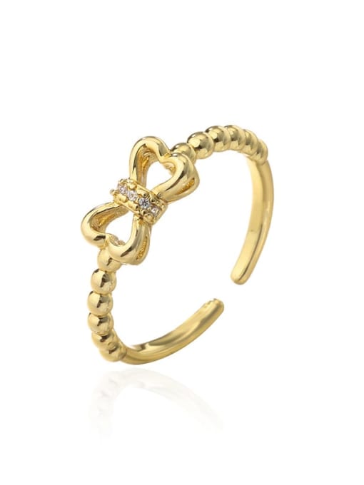 10750 Brass Cubic Zirconia Heart Minimalist Band Ring