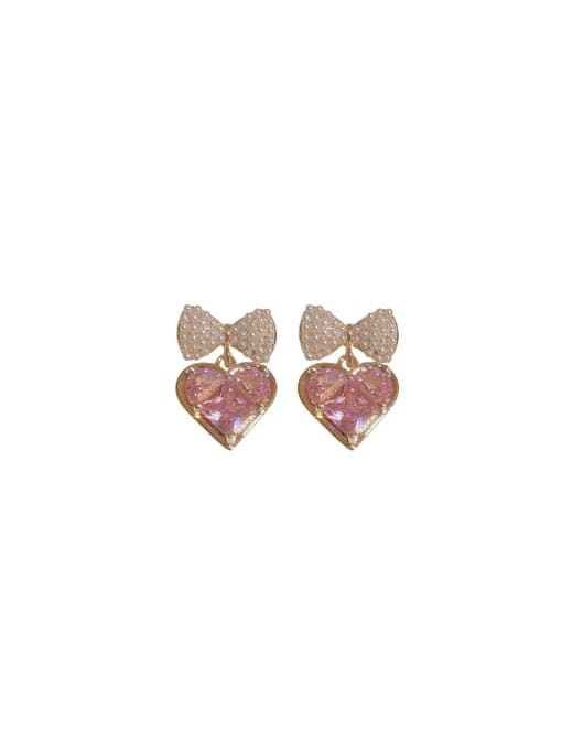 YOUH Brass Cubic Zirconia Heart Dainty Stud Earring 0
