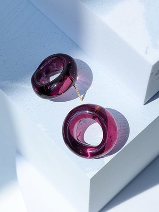 Five Color Hand Glass   Minimalist Geometric Single Earring(Single -Only One) 3