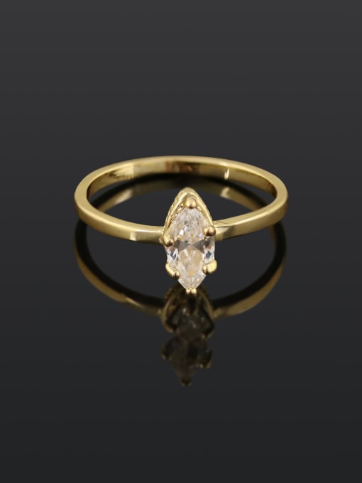 18K gold plated diamond on brass) Brass Cubic Zirconia Geometric Dainty Band Ring