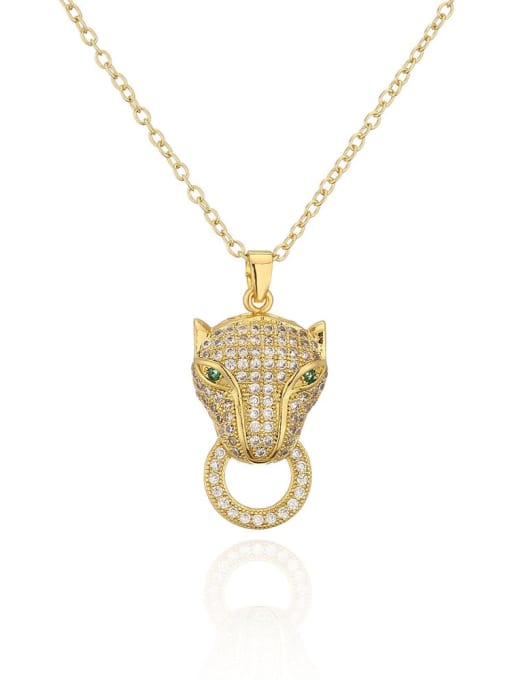 21999 Brass Cubic Zirconia Irregular  Animal Vintage Necklace