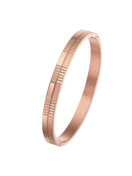 Striped bracelet rose gold Stainless steel Geometric Minimalist Bangle