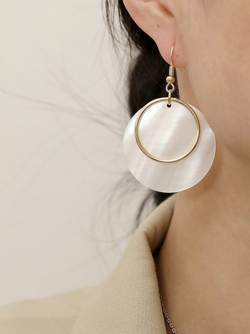 HYACINTH Brass Shell Geometric Minimalist Hook Trend Korean Fashion Earring 1
