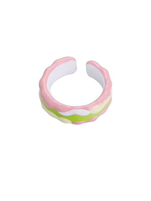 Cream ring Alloy Enamel Geometric Trend Band Ring