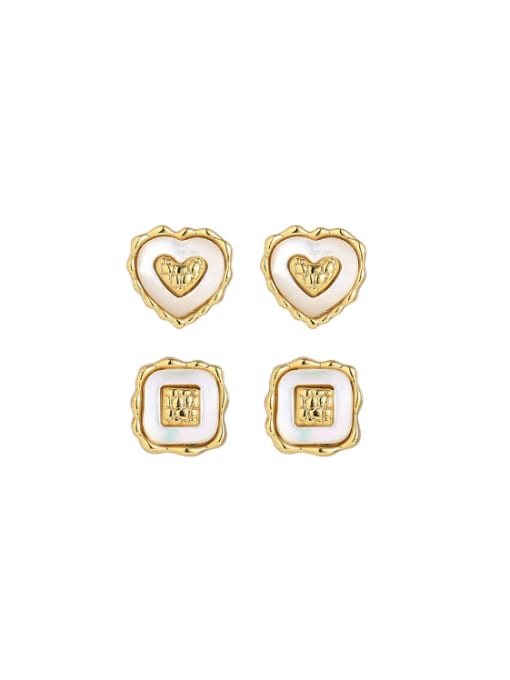Five Color Brass Shell Heart Minimalist Stud Earring 0
