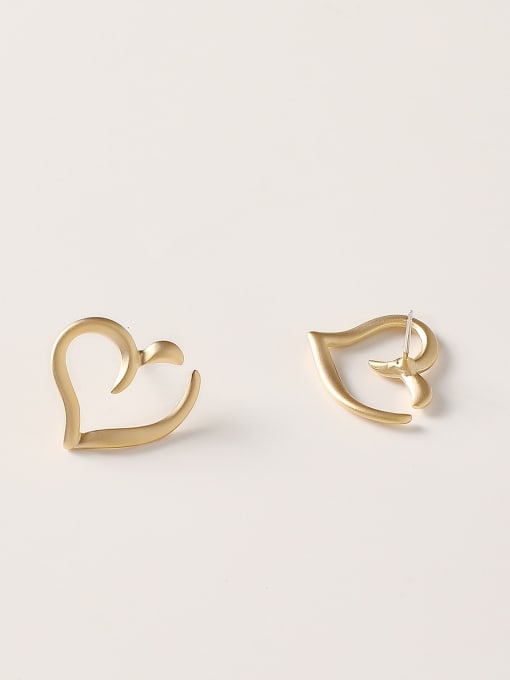HYACINTH Brass Hollow Heart Minimalist Stud Trend Korean Fashion Earring 3