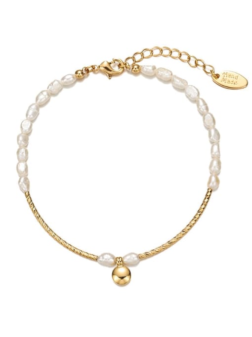 Pearl Bracelet Brass Imitation Pearl Geometric Minimalist Link Bracelet