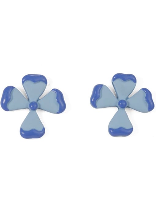 Five Color Alloy Enamel Flower Minimalist Stud Earring 0