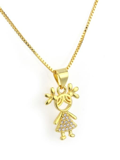 Gilded girl Brass Cubic Zirconia Cute Necklace
