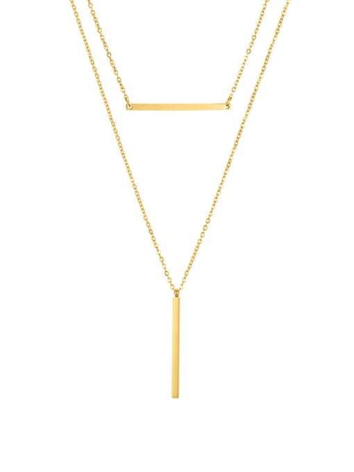 golden Stainless steel Geometric Dainty Multi Strand Necklace