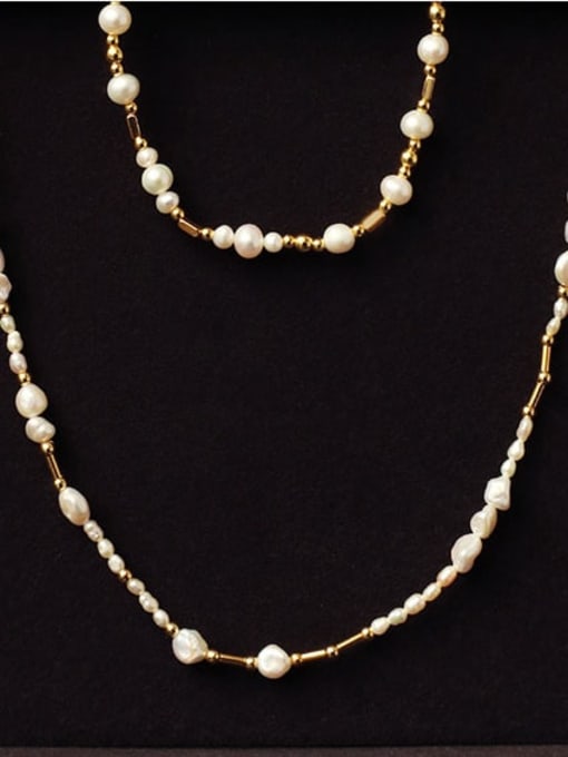 ACCA Brass Imitation Pearl Irregular Vintage Necklace 0