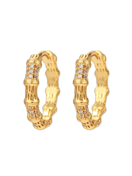 247 gold Brass Cubic Zirconia Geometric Minimalist Huggie Earring