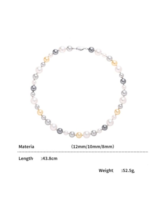 ACCA Brass Imitation Pearl Round Minimalist Beaded Necklace 2
