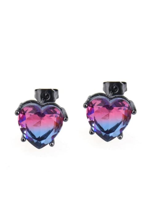 Two color black plating Brass  Cubic Zirconia Heart  Earring and Necklace Set