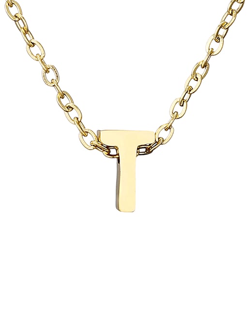 T 14K Titanium Letter Minimalist Initials Pendant Necklace