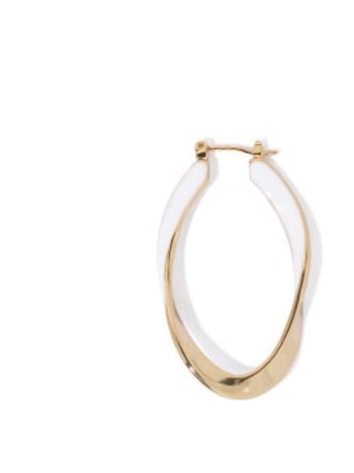 (pre sale) white single side Brass Enamel Minimalist Huggie Earring  Single
