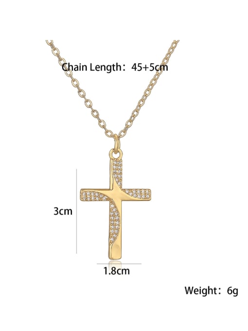 AOG Brass Cubic Zirconia Cross Trend Regligious Necklace 3