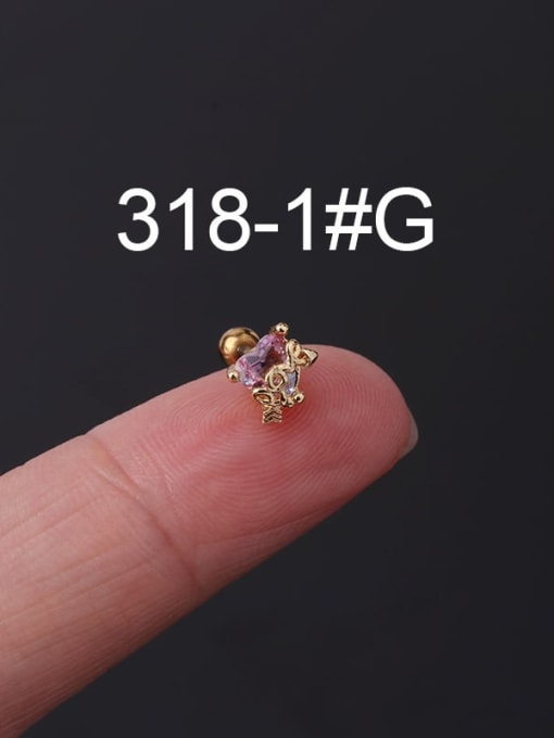 1 gold Brass Cubic Zirconia Heart Cute Single Earring(Single Only One)