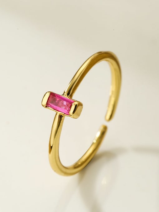 13369 Brass Cubic Zirconia Geometric Minimalist Band Ring