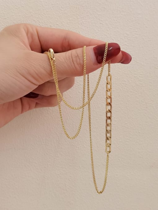HYACINTH Brass Geometric Vintage Hollow Chain Necklace