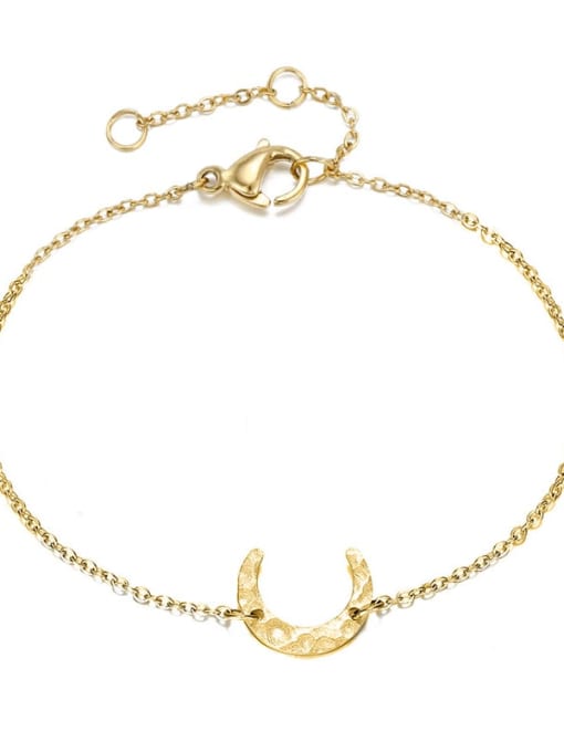 golden Stainless steel Moon Minimalist Link Bracelet