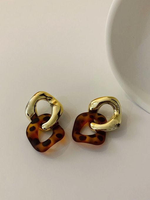 Small circular single ring Alloy Resin Geometric Vintage Simple leopard print Drop Earring