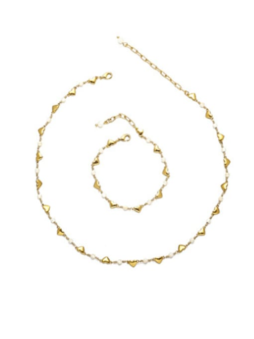 ACCA Brass Shell Minimalist Heart  Bracelet and Necklace Set 0