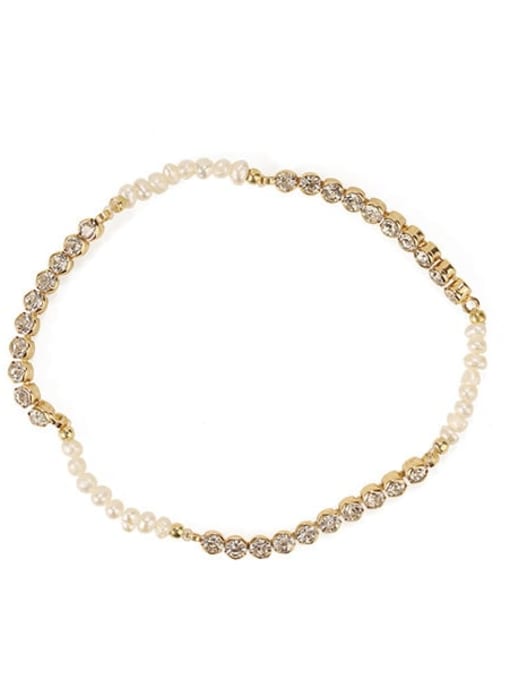 Style 2 gold Brass Imitation Pearl Geometric Minimalist Link Bracelet
