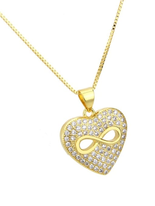 renchi Brass Cubic Zirconia  Dainty Heart Earring and Necklace Set 1