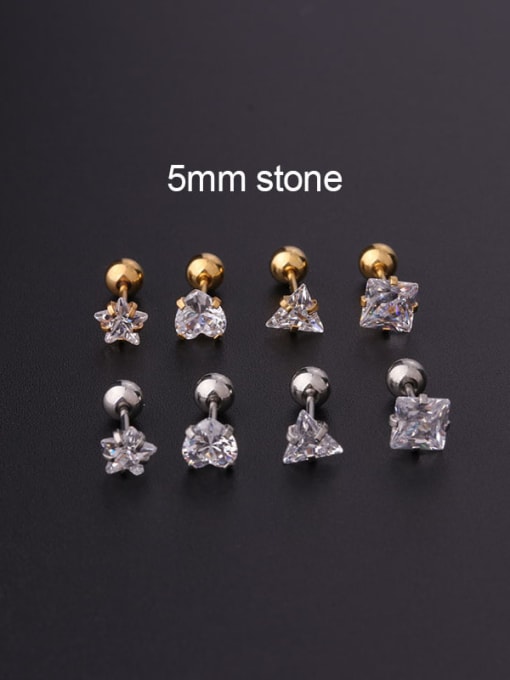 HISON Titanium Steel Cubic Zirconia Star Minimalist Stud Earring(Single Only One) 3