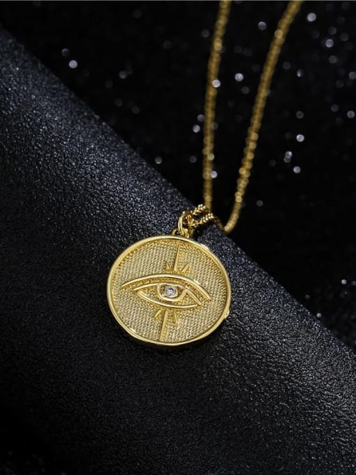 AOG Brass Evil Eye Vintage Round Pendant  Necklace 1