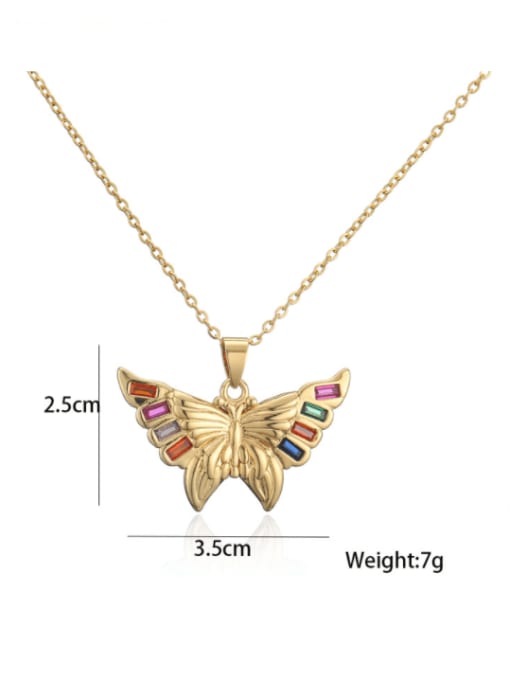 20985 Brass Rhinestone  Trend Butterfly Pendant Necklace