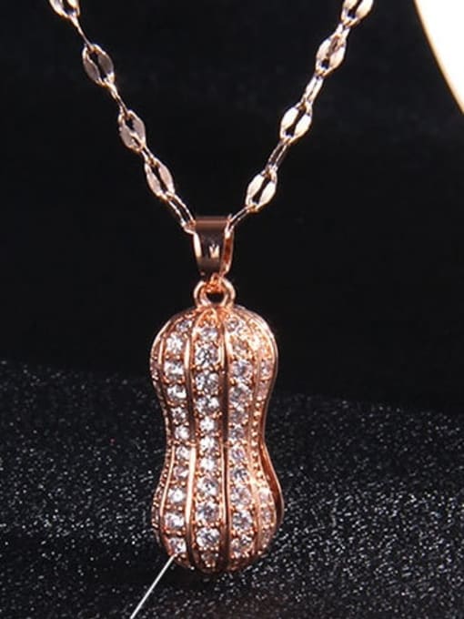 e A143 Copper Imitation Pearl Irregular Trend Groundnut Pendant Necklace