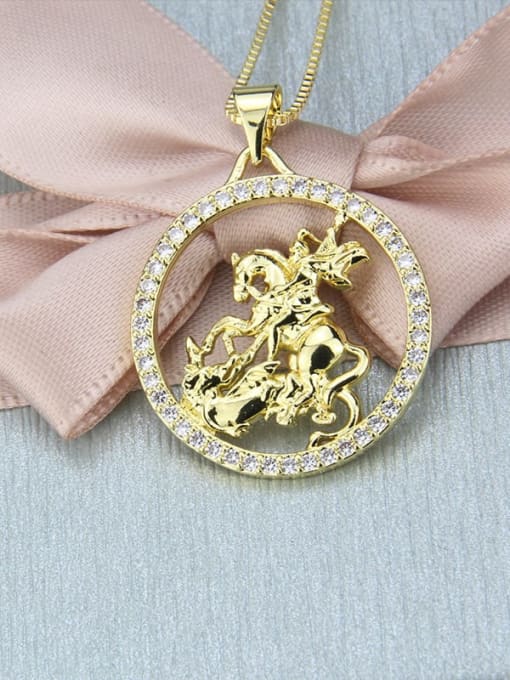 gold-plated Brass Cubic Zirconia Horse Ethnic Necklace