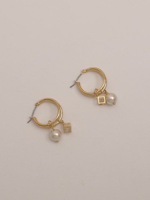 HYACINTH Brass Cubic Zirconia Round Vintage Huggie Trend Korean Fashion Earring 2