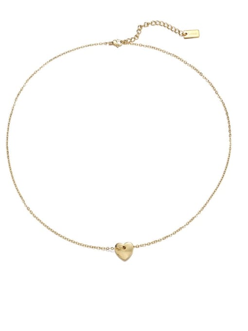 golden Titanium Steel Heart Minimalist Necklace