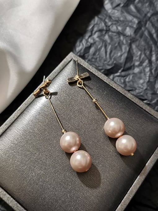 HYACINTH Copper Imitation Pearl Tassel Minimalist Drop Trend Korean Fashion Earring 3