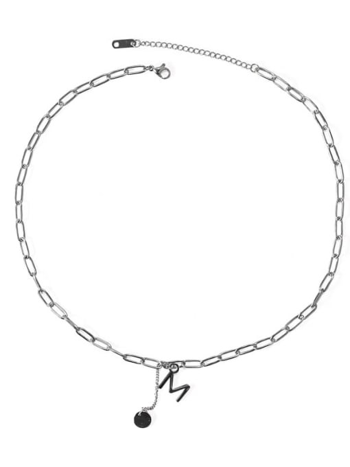 ACCA Titanium Steel Letter Minimalist Hollow Chain Necklace 3