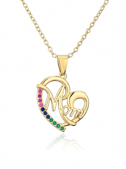 AOG Brass Cubic Zirconia Heart Dainty Letter MOM Pendant Necklace 3