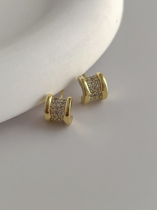 D108 Small Man Brass Cubic Zirconia Geometric Minimalist Stud Earring