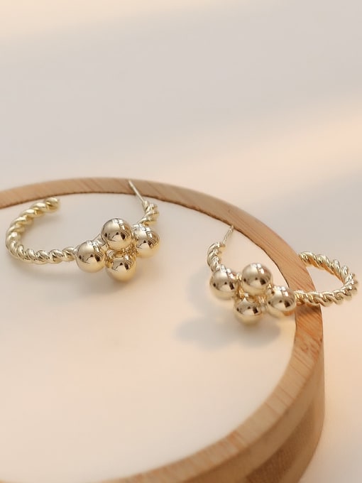 14K gold Copper Bead Geometric Minimalist Stud Trend Korean Fashion Earring