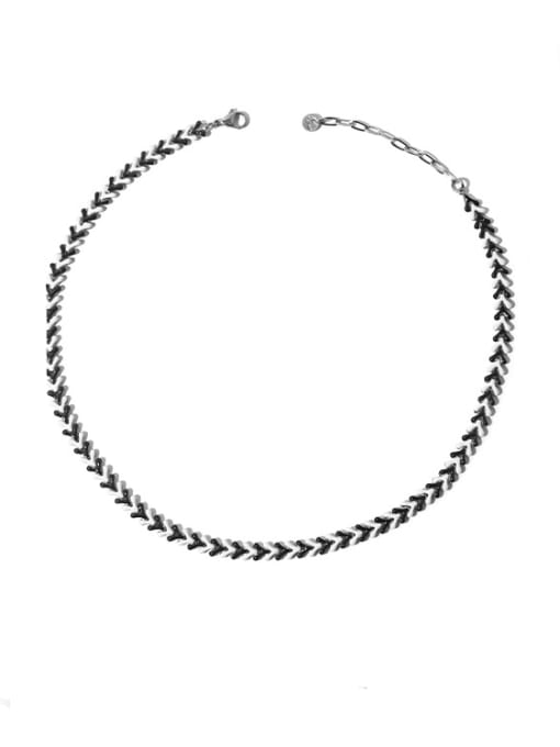 Black and white oil dripping Necklace Titanium Steel Enamel Irregular Vintage Necklace