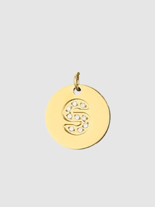 S 14 K gold Titanium 26 Letter Minimalist round pendant Necklace