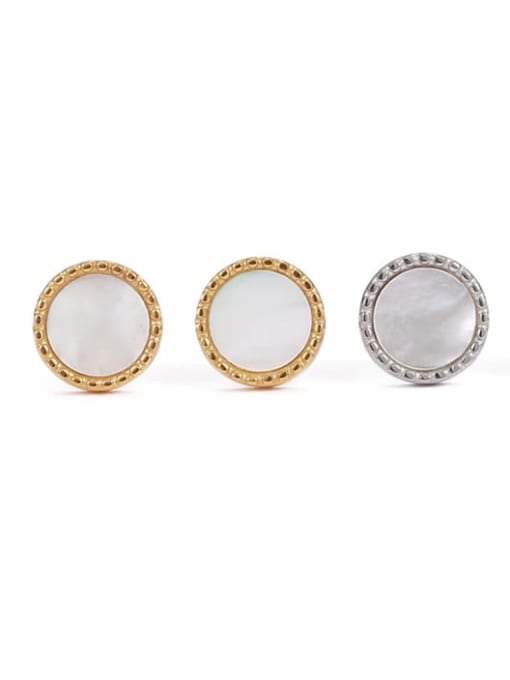 Five Color Brass Shell Round Hip Hop Stud Earring 0